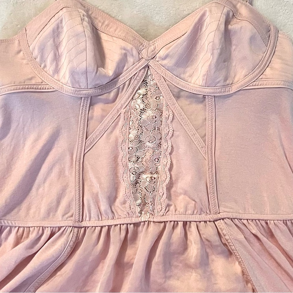 Victoria’s Secret - Women’s (S) Y2K Pink Bustier Babydoll Tank Top, Lace Detail - Picture 4 of 5